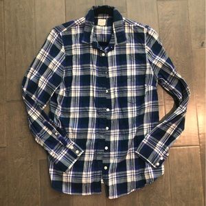 J.Crew navy blue plaid flannel button up
